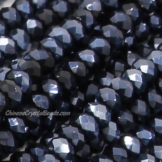 1.7x2.5mm rondelle crystal beads, gunmetal, 190Pcs