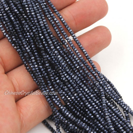 1.7x2.5mm rondelle crystal beads, gunmetal, 190Pcs