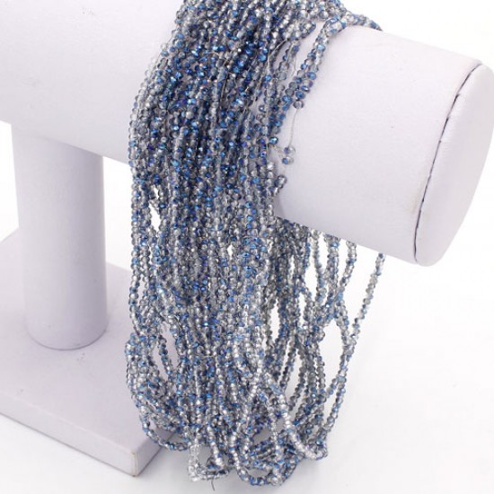 1.7x2.5mm rondelle crystal beads,  half blue light, 190Pcs