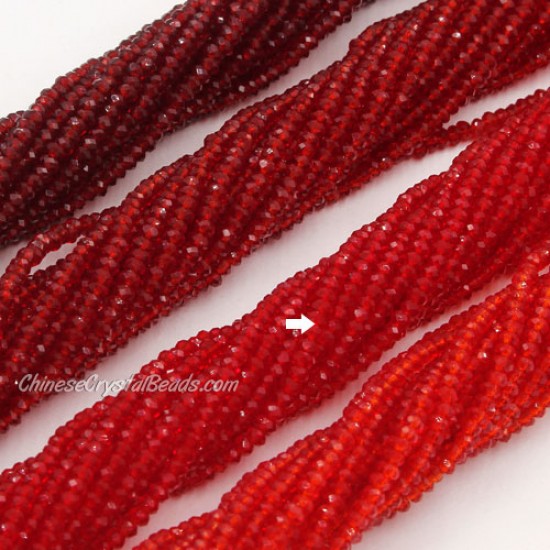 1.7x2.5mm rondelle crystal beads, lt siam, 190Pcs