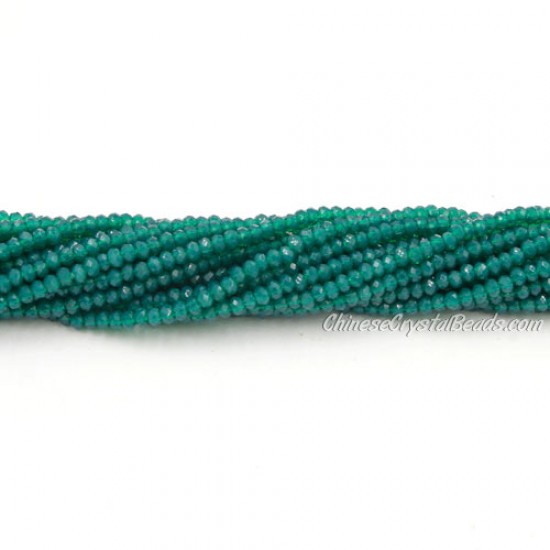 1.7x2.5mm rondelle crystal beads, opal emerald, 190Pcs