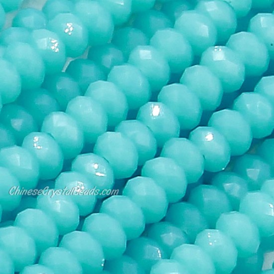 1.7x2.5mm rondelle crystal beads, opaque Turquoise 01, 190Pcs