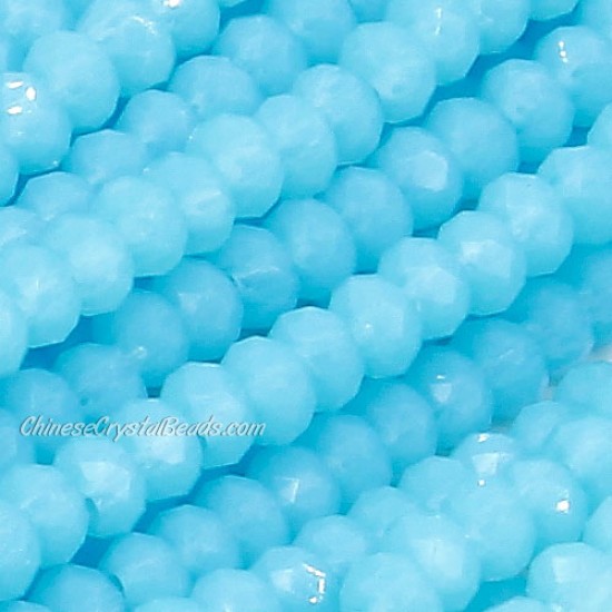 1.7x2.5mm rondelle crystal beads, opaque aqua, 190Pcs