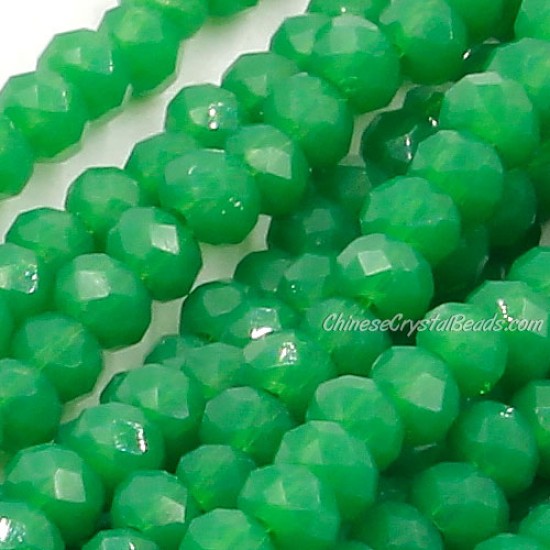 1.7x2.5mm rondelle crystal beads, opaque green, 190Pcs