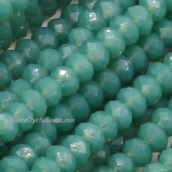 1.7x2.5mm rondelle crystal beads, opaque teal, 190Pcs