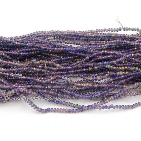 1.7x2.5mm rondelle crystal beads,  purple light, 190Pcs