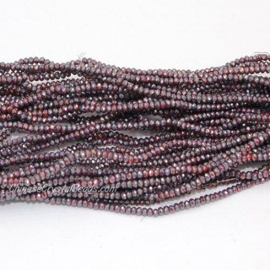 1.7x2.5mm rondelle crystal beads, red velvet 001, 190Pcs