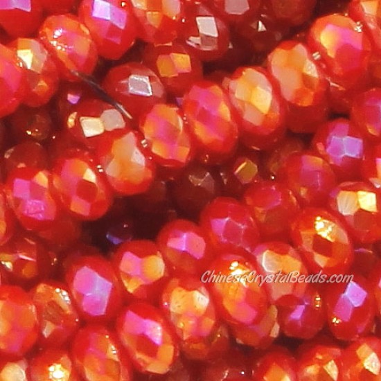 1.7x2.5mm rondelle crystal beads, red velvet 002, 190Pcs