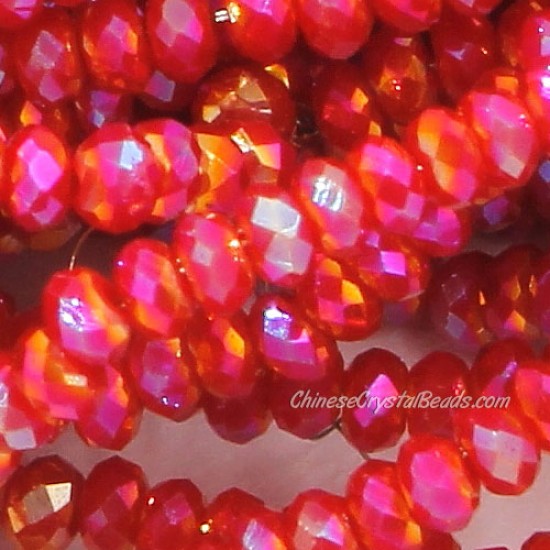 1.7x2.5mm rondelle crystal beads, red velvet 004, 190Pcs