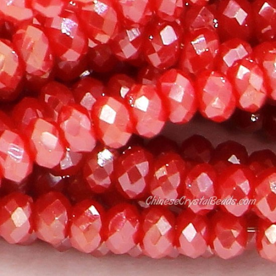 1.7x2.5mm rondelle crystal beads, red velvet 005, 190Pcs