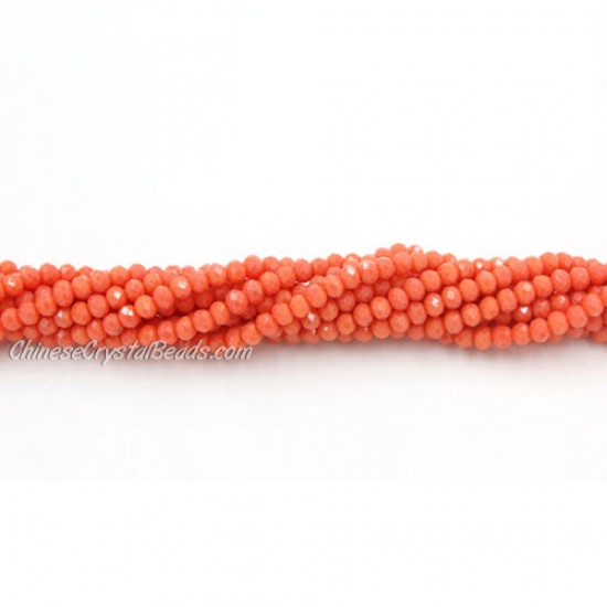 1.7x2.5mm Chinese Rondelle Crystal Beads, opaque coral, 145pcs