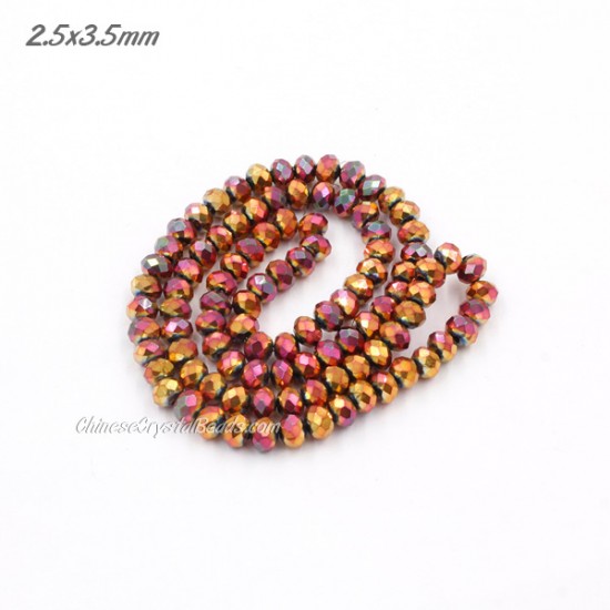 2.5x3.5mm red rainbow Chinese Crystal Rondelle Beads about 135 beads