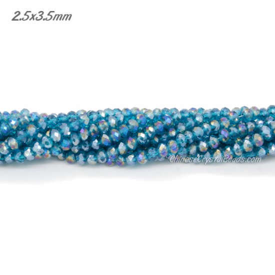 2.5x3.5mm Chinese Rondelle Crystal Beads, capri blue AB about 135 beads