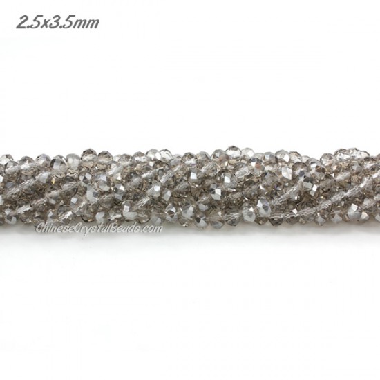 130Pcs 2x3mm Chinese Rondelle Crystal Beads,  silver shade