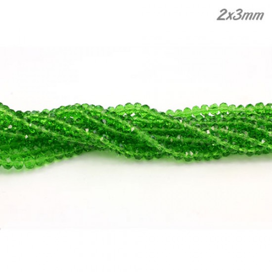 130Pcs 2x3mm Chinese Rondelle Crystal Beads, Fern green