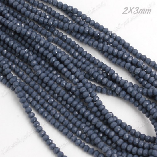 130Pcs 2x3mm Chinese Rondelle Crystal Beads, opaque med blue