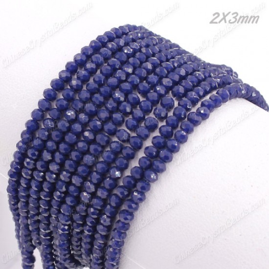130Pcs Chinese Rondelle Crystal Beads, 2x3mm, navy blue