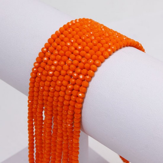130Pcs 2x3mm Chinese Rondelle Crystal Beads strand, opaque orange