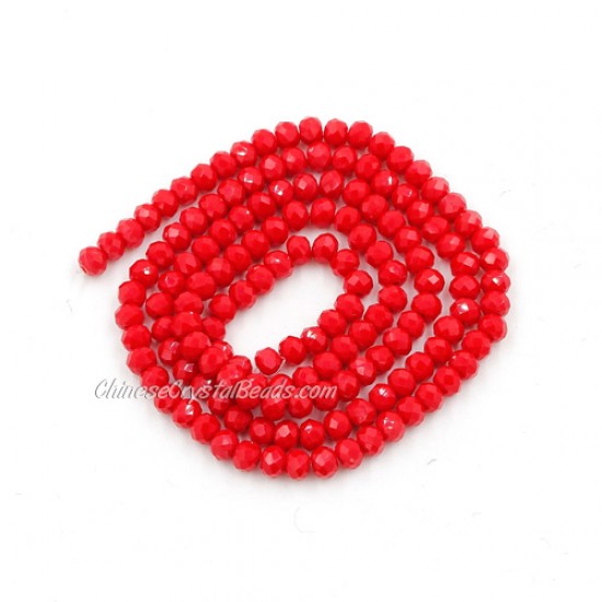 130Pcs 2x3mm Chinese Rondelle Crystal Beads, opaque red velvet