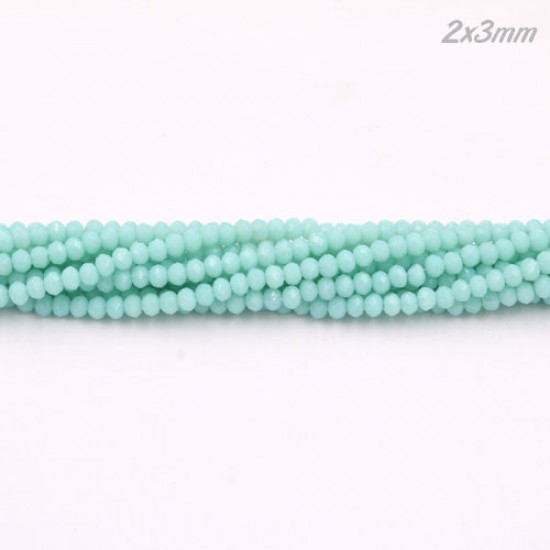 130Pcs 2x3mm Chinese Rondelle Crystal Beads,opaque aqua