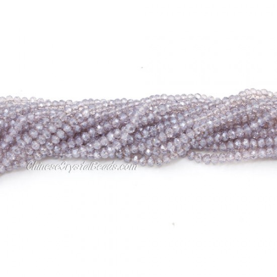 130Pcs 2x3mm Chinese Rondelle Crystal Beads Strand, gray pink light