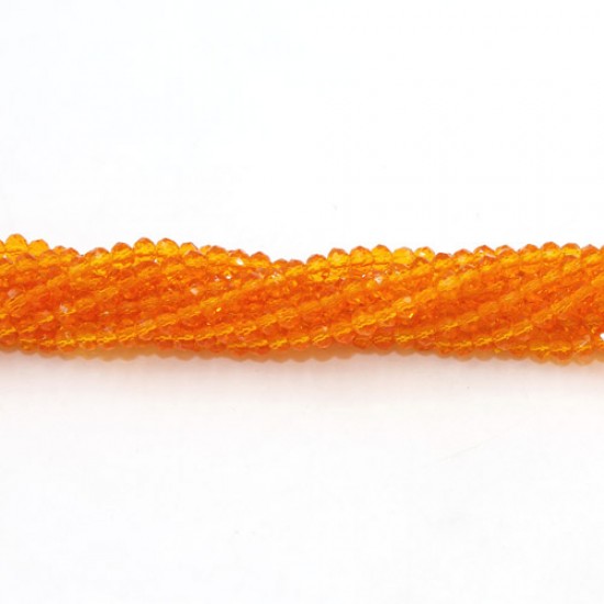 130Pcs 2x3mm Chinese Rondelle Crystal Beads, Tangerine