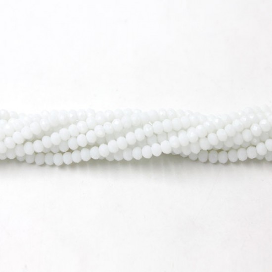 130Pcs 2x3mm Chinese Rondelle Crystal Beads, White Linen