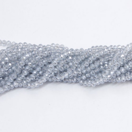130Pcs 2x3mm Chinese Rondelle Crystal Beads,  blue gray light