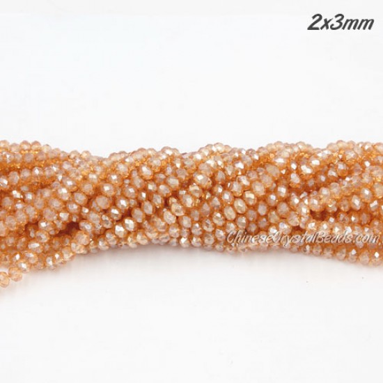 130Pcs 2.5x3.5mm Chinese Rondelle Crystal Beads, golden shadow