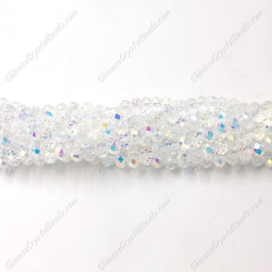 130Pcs 2x3mm Chinese Rondelle Crystal Beads, half Clear AB