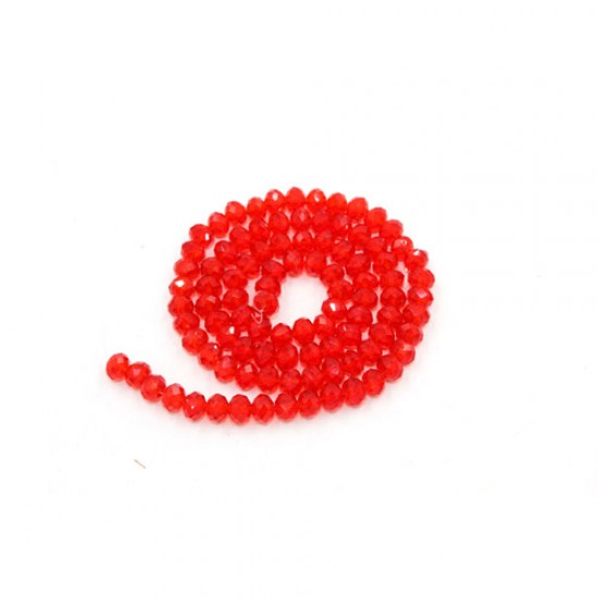 130Pcs  2x3mm Chinese Rondelle Crystal Beads, lt siam