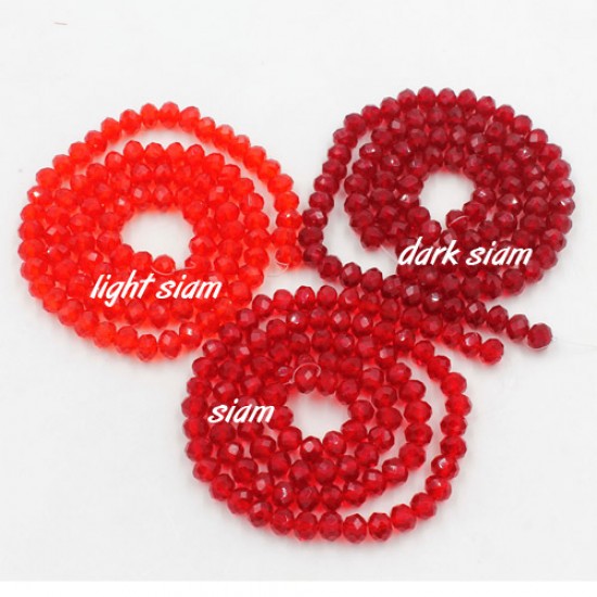 130Pcs  2x3mm Chinese Rondelle Crystal Beads, lt siam