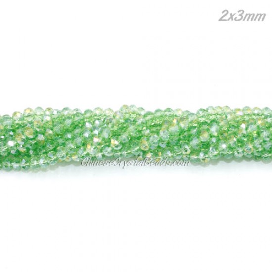 130Pcs 2x3mm Chinese Rondelle Crystal Beads,  lime green AB