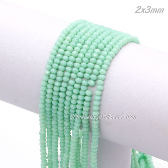 130Pcs 2x3mm Chinese Rondelle Crystal Beads Strand,  lt Turquoise