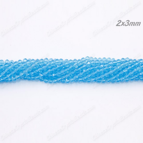 130Pcs 2x3mm Chinese Rondelle Crystal Beads, lt.Aqua