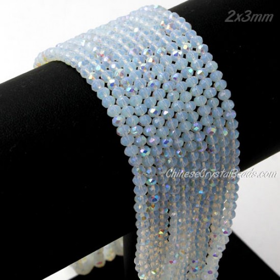 130Pcs 2x3mm Chinese Rondelle Crystal Beads, Opal half AB