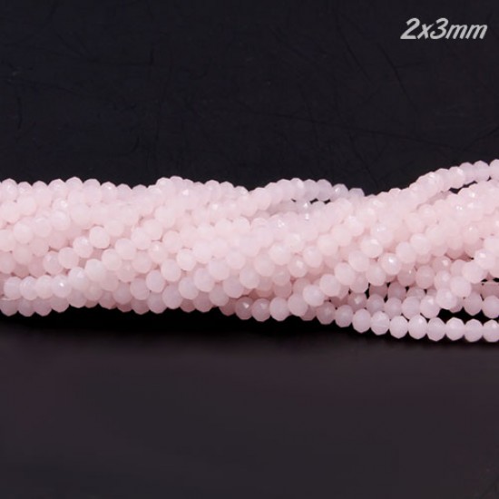 130Pcs 2x3mm Chinese Rondelle Crystal Beads, pink jade