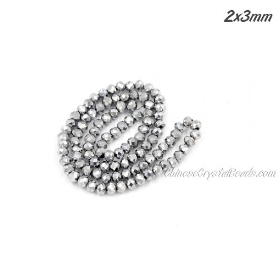 130Pcs  2.5x3.5mm Chinese Rondelle Crystal Beads, platinum
