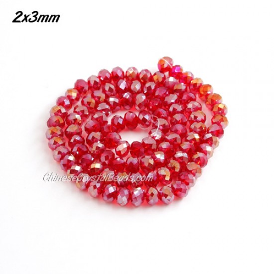 2.5x3.5mm Chinese Rondelle Crystal Beads, siam AB about 135 beads