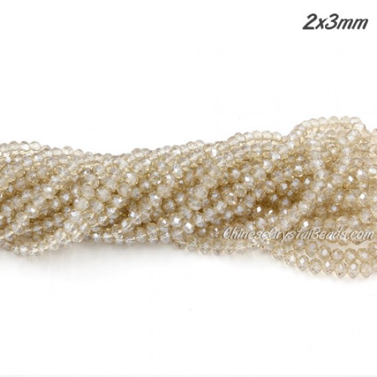 130Pcs 2.5x3.5mm Chinese Rondelle Crystal Beads, silver shadow