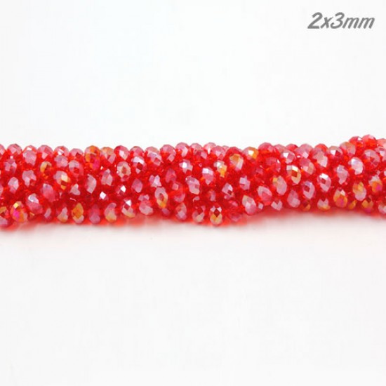 135Pcs 2x3mm Chinese Rondelle Crystal Beads,lt siam AB