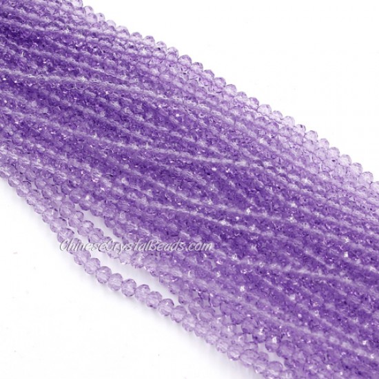 130Pcs 2.5x3.5mm Chinese Rondelle Crystal Beads, paint purple lavender