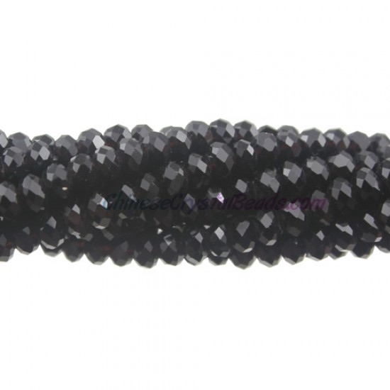 130Pcs 2x3mm Chinese Rondelle Crystal Beads, Black