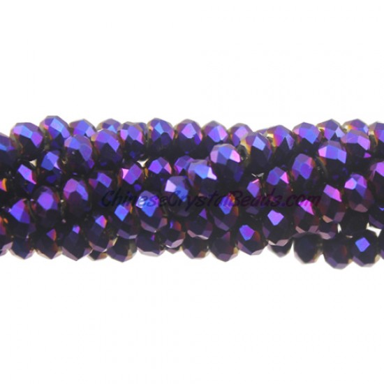 130Pcs 2x3mm Chinese Rondelle Crystal Beads, purple light