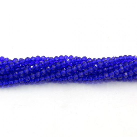 130Pcs 2x3mm Chinese Rondelle Crystal Beads, Sapphire