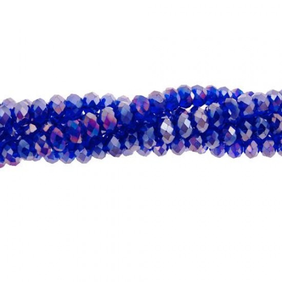 130Pcs  2x3mm Chinese Rondelle Crystal Beads, Sapphire AB