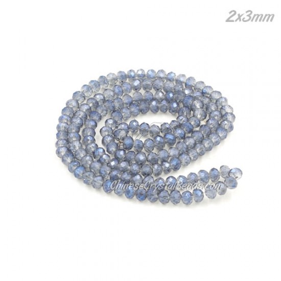 130Pcs  2x3mm Chinese Rondelle Crystal Beads,  Magic Blue