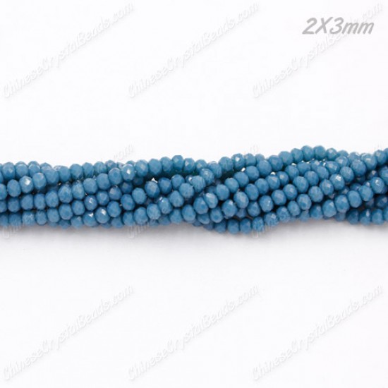 130Pcs 2x3mm Chinese Rondelle Crystal Beads, opaque dark blue