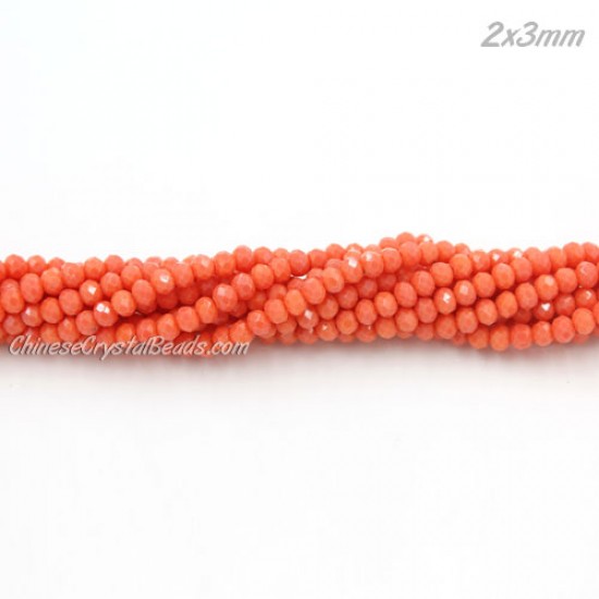 130Pcs 2x3mm Chinese Rondelle Crystal Beads, opaque coral