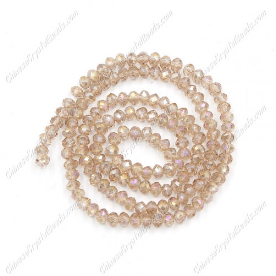 130Pcs 2x3mm Chinese Rondelle Crystal Beads, Silver Champagne AB